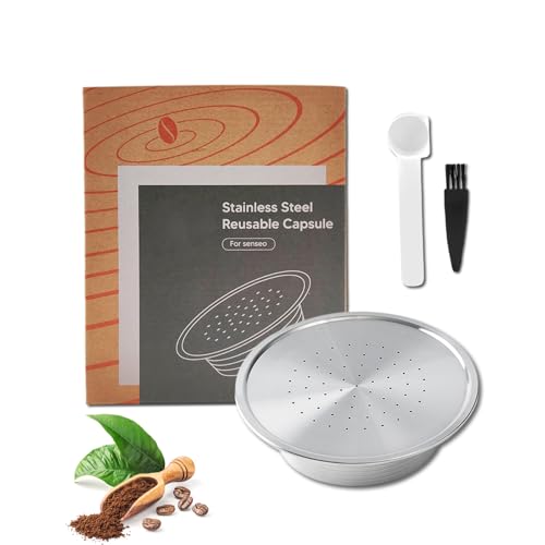 FOVNOT Rostfrei Stahl Kaffee Kapseln, Wiederverwendbar Espresso Kapseln Wieder Auffüllbar Kaffee Kapseln KIompatibel für Senseo HD7801 Kaffee Maschinen mit 1 Löffel Und 1 Bürste, D-863621 von FOVNOT