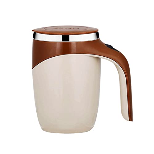 FOVNOT Selbstrührende Tasse, Automatische Magnetische Rührkaffeetasse, Elektrischer Rührbecher, Magnetischer Rührbecher für Kaffee/Milch/Tee/Heiße Schokolade (Braun, Edelstahl, 380 ml, Tasse, 1 Stück) von FOVNOT