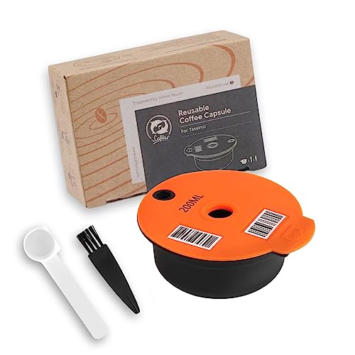 FOVNOT Wiederauffüllbare Kaffee Kapseln, 200 ml, Schwarz + Orange, Kaffeefilter, Kompatibel mit Bosch TAS, 5g, 200 ml, Umweltfreundlich von FOVNOT