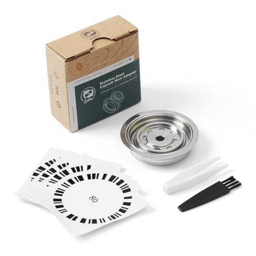 FOVNOT Wiederverwendbarer Kaffeekapsel Adapter, 80 ML Edelstahl Kaffeepad Adapter Kaffeepad Konverter mit 4 Aufklebern Kompatibel for Vertuo Next/Vertuo POP/Delonghi ENV135/Vertuolline GCA1 von FOVNOT