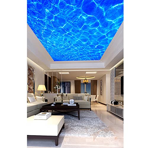 FOVNY Blaue Wasseroberfläche 3D Decke Wohnzimmer Wandkunst Dekoration Tapete Hintergrund Wandbild Wandaufkleber Poster von FOVNY