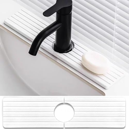 Kieselgur-Wasserhahnmatte für Küchenspüle, 45,7 cm, schnell trocknend, Spritzschutz, wasserabsorbierende Steinspüle, sofortige Wasserhahnmatte für Küche, Badezimmer, Theke, um Kieselgur-Wasserhahnmatte für Küchenspüle, 45,7 cm, schnell trocknend, Spritzschutz, wasserabsorbierende Steinspüle, sofortige Wasserhahnmatte für Küche, Badezimmer, Theke, um von FOWSEEK