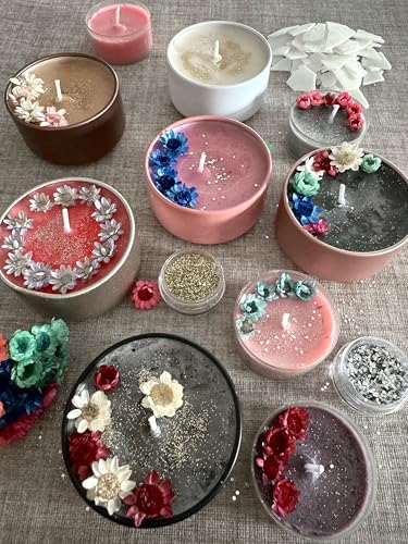 Dinala Kerzen selber machen Set - bunte Trockenblumen Kerzen herstellen - Duftkerzen - made in Germany - schöne Kerzen gießen und verzieren - Anfänger geeignet von Dinala