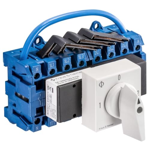 Kraus & Naimer 4-poliger 25A Schalter mit 3 Schaltstellungen (102), Snap-On-Lastschalter, Blau, Kipphebel, EIN-EIN-AUS von Kraus & Naimer