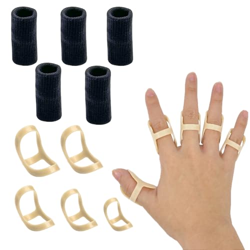 FOXMIND 10 Stück Ovale Fingerschienen & Hülsen Kit, Arthritis Finger, Fingergelenkschutz, Mallet-Fingerschiene, Fingerstütze Fingerorthese für Gebrochene oder Tendinitis (10) von FOXMIND