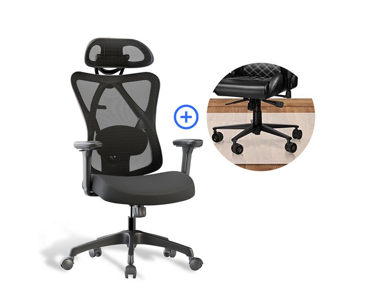 FOXSPORT Bürostuhl Ergonomischer Bürostuhl Schreibtischstuhl Drehstuhl Chefsessel (Atmungsaktiver und bequemer Bürostuhl, Super Taillenstütze zur Linderung von Rückenschmerzen), 6D-Lendenwirbelstütze, drei Stufen bis zu 130°neigbar von FOXSPORT