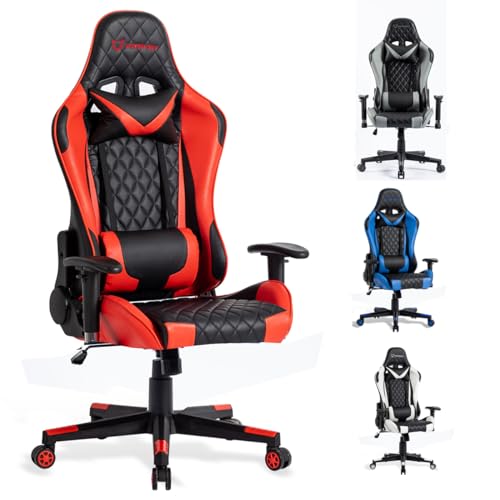 FOXSPORT Ergonomischer Gaming-Stuhl vollständig verstellbar mit Armlehne, Fußstütze, Kopfstütze, Rückenlehne und Kissen – Neigungsfunktion – ultimativer Komfort für Gamer und Büroangestellte. von FOXSPORT