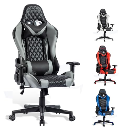 FOXSPORT Ergonomischer Gaming-Stuhl vollständig verstellbar mit Armlehne, Fußstütze, Kopfstütze, Rückenlehne und Kissen – Neigungsfunktion – ultimativer Komfort für Gamer und Büroangestellte. von FOXSPORT