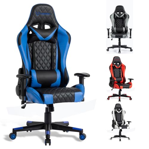 FOXSPORT Ergonomischer Gaming-Stuhl vollständig verstellbar mit Armlehne, Fußstütze, Kopfstütze, Rückenlehne und Kissen – Neigungsfunktion – ultimativer Komfort für Gamer und Büroangestellte. von FOXSPORT