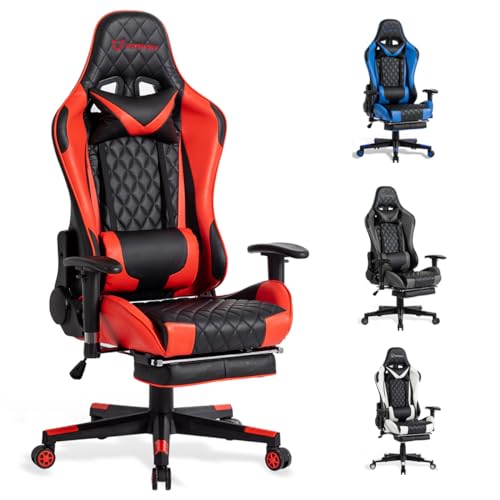 FOXSPORT Ergonomischer Gaming-Stuhl vollständig verstellbar mit Armlehne, Fußstütze, Kopfstütze, Rückenlehne und Kissen – Neigungsfunktion – ultimativer Komfort für Gamer und Büroangestellte. von FOXSPORT