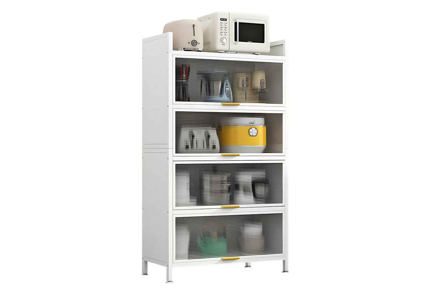 FOXSPORT Mehrzweckschrank Küchenschrank Vorratschrank (mit 4/5 Ablagen, Traglast von 20 kg pro Ebene) mit transparenten Türen, staub- und fettbeständig, Breiterer Zähler von FOXSPORT