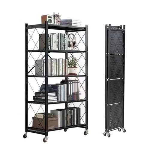 FOXSPORT - Regal mit 5 Ebenen, 163 x 72 x 37 cm, Industriestil, Bücherregal, Lagerregal, faltbar, Belastung 100 kg, Universalrollen, Schwarz FOXSPORT - Regal mit 5 Ebenen, 163 x 72 x 37 cm, Industriestil, Bücherregal, Lagerregal, faltbar, Belastung 100 kg, Universalrollen, Schwarz von FOXSPORT