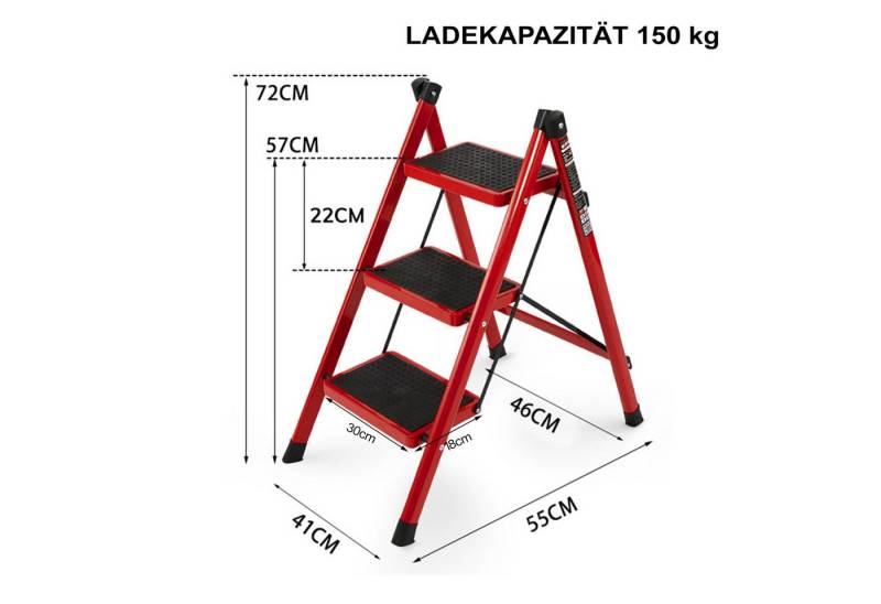 FOXSPORT Stehleiter ARK03, Trittleiter, Haushaltsleiter 3-5 Stufen, Klappleiter, Multifunktionsleiter, Arbeitsleiter klappbar, bis 150 kg, stabil von FOXSPORT