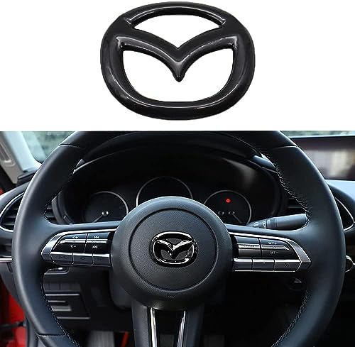 Auto Lenkrad Logo Aufkleber für Mazda 3 6 CX-3 CX-5 CX-9, Lenkrad Zubehör Dekoration Auto-Innenzubehör,A Black von FOXZY