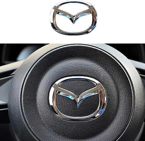 Auto Lenkrad Logo Aufkleber für Mazda 3 6 CX-3 CX-5 CX-9, Lenkrad Zubehör Dekoration Auto-Innenzubehör,B Silver von FOXZY