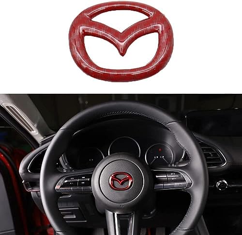 Auto Lenkrad Logo Aufkleber für Mazda 3 6 CX-3 CX-5 CX-9, Lenkrad Zubehör Dekoration Auto-Innenzubehör,D Red von FOXZY