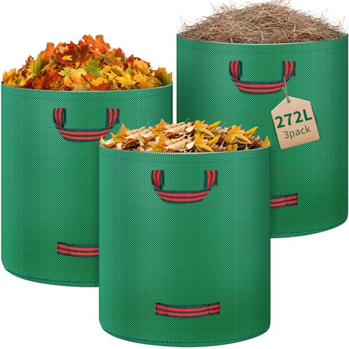 FOYIOLRU 3 x 272L Gartensack Laubsack Gartenabfallsack Groß Selbststehend UV-Beständig Wasserdicht aus Robuste Polypropylen-Gewebe (PP) 150g/m² von FOYIOLRU