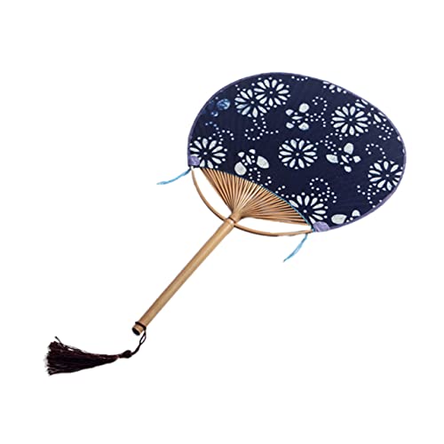 FOYTOKI 1stück Bambus Handfächer Im Japanischen Stil Rund Doppelseitiger Stofffächer Mit Traditionellem Design Und Quaste Leicht Und Tragbar Für Hochzeiten Und Dekoration von FOYTOKI