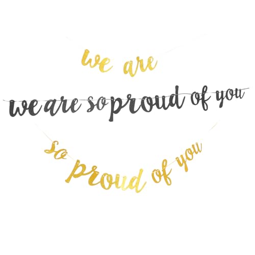 FOYTOKI 2 Sätze Graduation Party Banner Dekoration Gold Schwarz We Are So Proud Of You Girlande Einfach Hängende Papierbanner für Abschlussfeier Buffet Tisch Garten Party Deko Zubehör FOYTOKI 2 Sätze Graduation Party Banner Dekoration Gold Schwarz We Are So Proud Of You Girlande Einfach Hängende Papierbanner für Abschlussfeier Buffet Tisch Garten Party Deko Zubehör von FOYTOKI