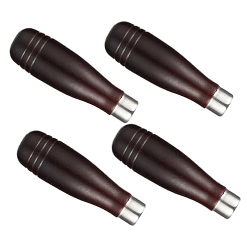 FOYTOKI 4 Stück Teiliges Holzgriff Feilenhandgriff Rundloch mit Metallkragen Ergonomisch Langlebig Ersatzgriff für Holz und Metallfeilen Verbesserte Kontrolle für Handbohrer und Feilen von FOYTOKI