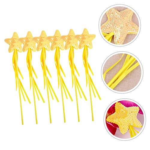 FOYTOKI 6 Stück Teiliges Gelber Stern Zauberstäbe mit Pailletten Fairy Wand für Kindergeburtstag Party und Kostüm Leicht Funkelnd als für Mädchen und Feenfans FOYTOKI 6 Stück Teiliges Gelber Stern Zauberstäbe mit Pailletten Fairy Wand für Kindergeburtstag Party und Kostüm Leicht Funkelnd als für Mädchen und Feenfans von FOYTOKI