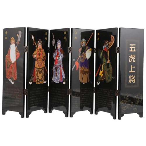 FOYTOKI Chinesischer Holz Faltbildschirm Mini Raumteiler Dekoratives Panel Vintage Paravent für Tischdekoration und Traditionelle Wohnkultur von FOYTOKI