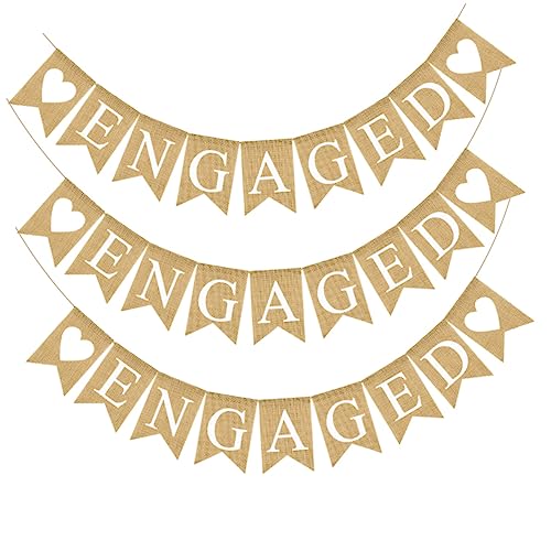 FOYTOKI Engaged Love Wimpelkette Vintage Hochzeit Girlande Herz Partydeko Wiederverwendbar Rustikal für Verlobungsfeier Hochzeitsfeier Fenster Tür Wand von FOYTOKI