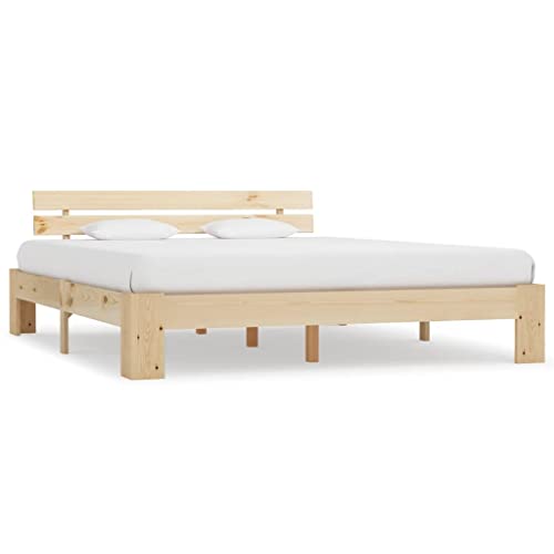 FOZICV Bettgestell aus Holz Gästebett Multifunktional Tagesbett Stauraumbett Möbel für Schlafzimmer Eleganten und Klassischen Look Natur 213x165x66 cm von FOZICV