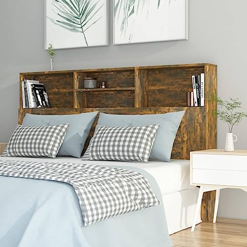 FOZICV Bücherregal-Kopfteil Betthaupt Bettzubehör Wandpaneel Innenmöbel Schlafzimmerdekor Ausgezeichnete Unterstützung für Betten Ohne Kopfteil Modischen Design Räuchereiche 160x19x103,5 cm von FOZICV