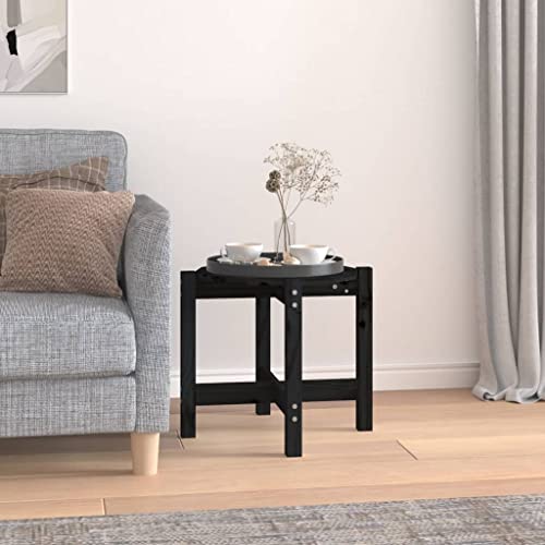 FOZICV Couchtisch Aus Holz Massivholz Kiefer Beistelltisch Side Table Living Room Tische Klein Wohnzimmer Beistelltisch Runder Small Coffee Table Modern Bedside Table Schwarz 52.5x52.5x45 cm von FOZICV