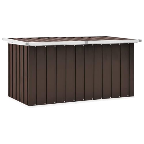 FOZICV Garten-Aufbewahrungsbox 129x67x65 cm Braun Verzinkter Stahl y Kunststoff Garden Storage Box Stauraumbox Balcony Furniture Allzwecktruhe Outdoor von FOZICV