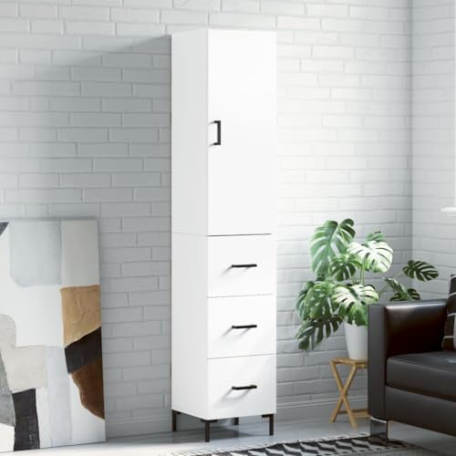 FOZICV Highboard Küchenschrank Aufbewahrungsschrank Multifunktional Beistellschrank Heimdekoration Innenmöbel Einfaches und Praktisches Design Weiß 34,5x34x180 cm von FOZICV