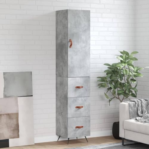 FOZICV Highboard Mehrzweckschrank Beistellschrank Lagerschrank für Schlafzimmer Wohnzimmer oder Badezimmer Praktisches Design Innenmöbel Betongrau 34,5x34x180 cm von FOZICV