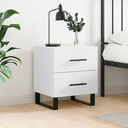 FOZICV Nachttisch Modernem Möbel für Schlafzimmer Beistellschrank Inneneinrichtung Aufbewahrungsschrank Schlichten und Kompakten Design Weiß 44x40x47,5 cm von FOZICV