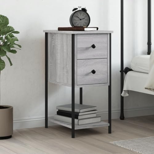 FOZICV Nachttisch Modernem Möbel für Schlafzimmer Beistellschrank Schlichten und Kompakten Design Aufbewahrungsschrank Inneneinrichtung Grau Sonoma 32x42x70 cm von FOZICV