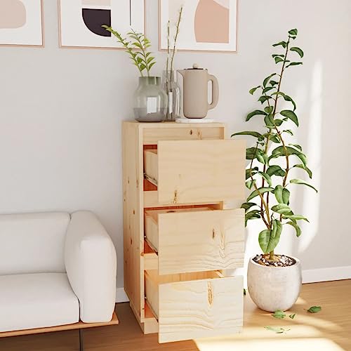 FOZICV Sideboard Kommode Braun 32x34x75 cm Massives Kiefernholz Chest of Drawers Living Room Cabinets Wohnzimmer Möbel Esszimmer Möbel Anrichte Komodenschrank Beistellschrank von FOZICV