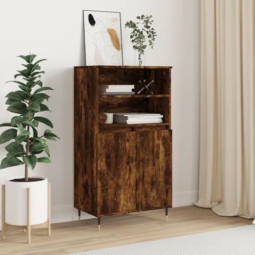 FOZICV Sideboard aus Holz Aufbewahrungsschrank für Schlafzimmer Badezimmer oder Büro Inneneinrichtung Küchenschrank Trendiges Design Räuchereiche 60x36x110 cm von FOZICV
