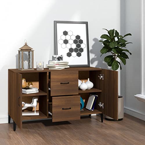 FOZICV Sideboard mit Türen Braun Eichen-Optik 100x36x60 cm Holzwerkstoff Anrichte Entrance Furniture Chest of Drawers Kommode mit Türen Beistellschrank Wohnzimmer Möbel Esszimmer Möbel von FOZICV
