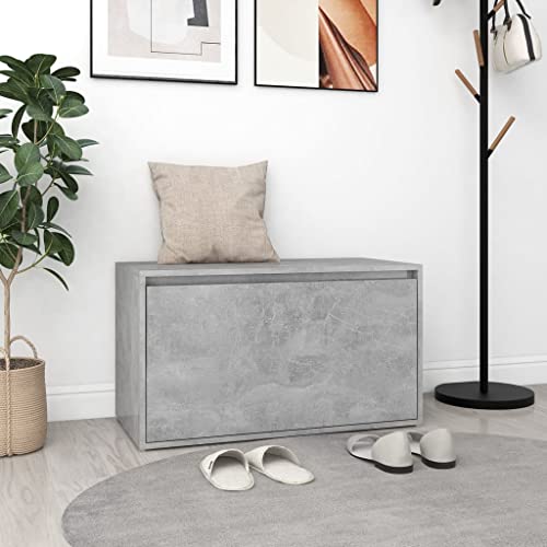 FOZICV Sitzbank Aufbewahrungsbank Fußablage Multifunktional Sitzmöbel für Wohnzimmer oder Schlafzimmer Inneneinrichtung Klassisches Design Betongrau 80x40x45 cm von FOZICV