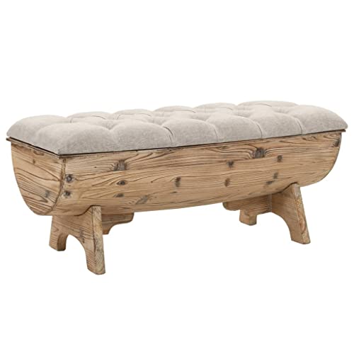 FOZICV Sitzbank Aufbewahrungsbank Fußablage Multifunktional Sitzmöbel für Wohnzimmer oder Schlafzimmer Inneneinrichtung Klassisches Design Cremefarben und Braun 103x51x44 cm von FOZICV