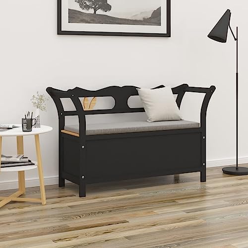 FOZICV Sitzbank Aufbewahrungsbank Fußablage Multifunktional Sitzmöbel für Wohnzimmer oder Schlafzimmer Inneneinrichtung Klassisches Design Schwarz und Braun 107x45x75 cm von FOZICV