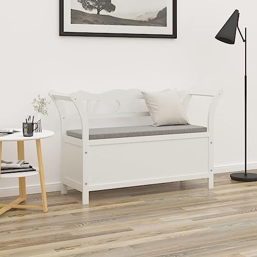 FOZICV Sitzbank Aufbewahrungsbank Fußablage Multifunktional Sitzmöbel für Wohnzimmer oder Schlafzimmer Inneneinrichtung Klassisches Design Weiß 107x45x75 cm von FOZICV