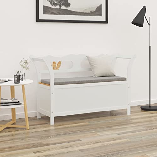 FOZICV Sitzbank Aufbewahrungsbank Fußablage Multifunktional Sitzmöbel für Wohnzimmer oder Schlafzimmer Inneneinrichtung Klassisches Design Weiß und Braun 107x45x75 cm von FOZICV