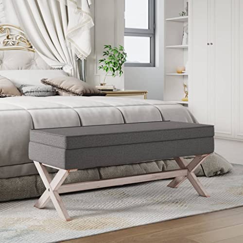 FOZICV Sitzbank Aufbewahrungsbank Weicher Samt Multifunktional Sitzmöbel für Wohnzimmer oder Schlafzimmer Inneneinrichtung Klassisches Design Hellgrau 110x45x49 cm von FOZICV