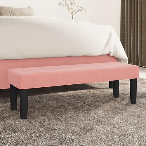 FOZICV Sitzbank Bettbank Weicher Samt Fußablage Multifunktional Sitzmöbel für Wohnzimmer oder Schlafzimmer Inneneinrichtung Klassisches Design Rosa 100x30x30 cm von FOZICV