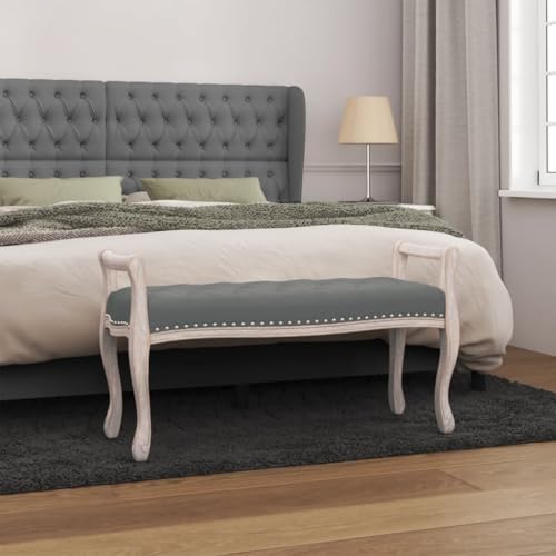 FOZICV Sitzbank Fußablage Multifunktional Sitzmöbel für Wohnzimmer oder Schlafzimmer Inneneinrichtung Klassisches Design Hellgrau 110x45x60 cm von FOZICV