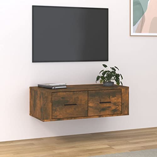 FOZICV TV-Hängeschrank Stereoschrank Medienschrank Fernsehtisch TV-Möbels für Wohnzimmer Schlafzimmer oder Arbeitszimmer Stilvollen und Praktischen Design Räuchereiche 80x36x25 cm von FOZICV
