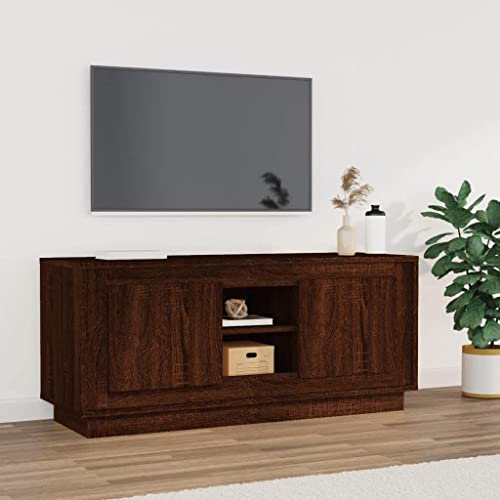 FOZICV TV-Schrank Stereoschrank Medienschrank Fernsehtisch TV-Möbels für Wohnzimmer Schlafzimmer oder Arbeitszimmer Stilvollen und Praktischen Design Braun Eichen-Optik 102x35x45 cm von FOZICV