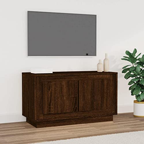 FOZICV TV-Schrank Stereoschrank Medienschrank Fernsehtisch TV-Möbels für Wohnzimmer Schlafzimmer oder Arbeitszimmer Stilvollen und Praktischen Design Braun Eichen-Optik 80x35x45 cm von FOZICV