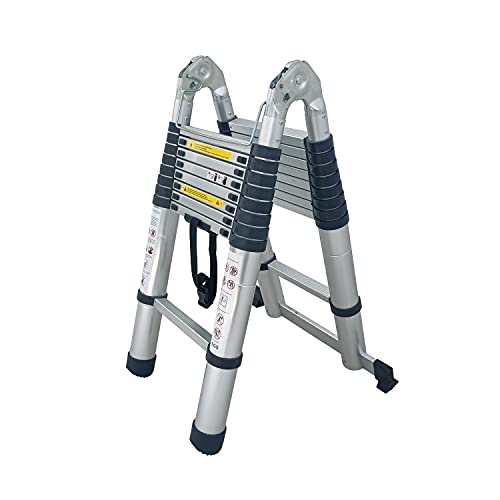 FP-TECH - Teleskopleiter aus Aluminium, faltbar, tragbar, ausziehbar, vielseitig einsetzbar, Unterstützung 150 kg, CE EN131 (4,4 Meter) von FP-TECH
